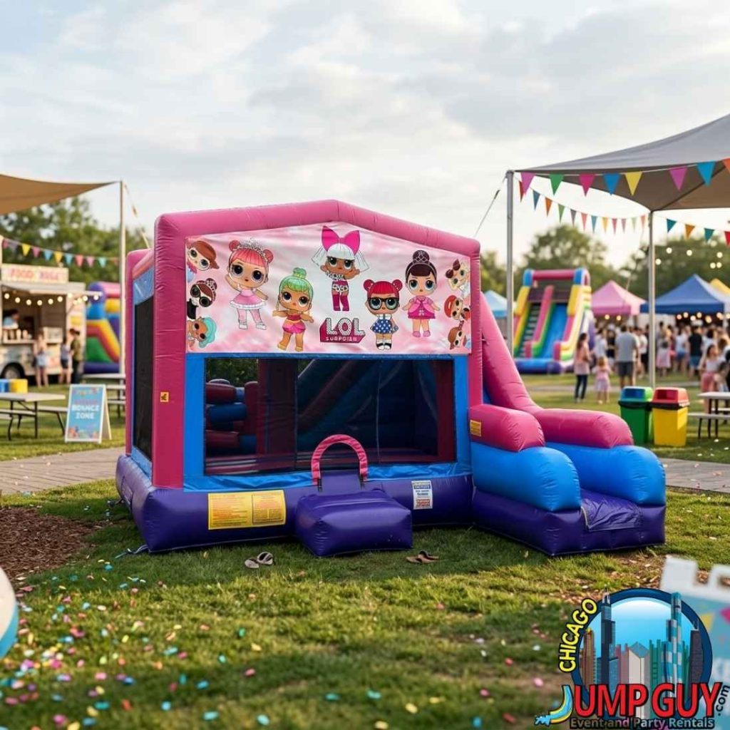 Lol Surprise Bounce Slide 7N1White And Cool Bounce Slide Combowalk Toddler Townbus Bouncer Bluff rental for Orland Park IL events in ZIP code 60462