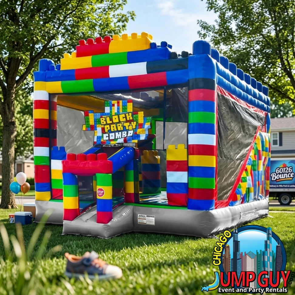 Block Party Bounce House Slide Combo Rental in Orland Park IL