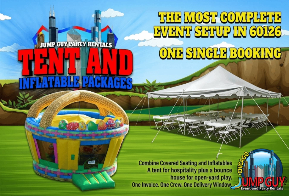 Tent And Inflatable Package Grid rental for Orland Park IL events in ZIP code 60462